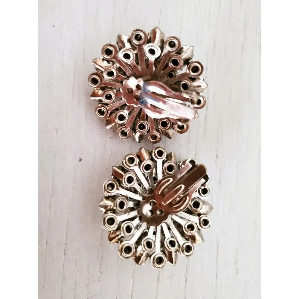 Vintage Clear Rhinestone Dome Brooch and Earring Set